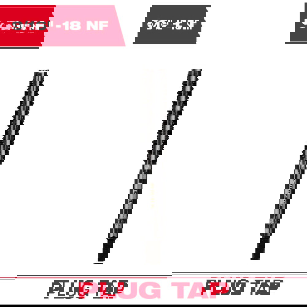 Straight Flute Taps; Tap Type: Straight Flute ; Thread Size (Inch): 9/16-18 ; Overall Length (Decimal Inch): 3.2500 ; Thread Standard: UNF ; Chamfer: Plug ; Material: High-Carbon Steel